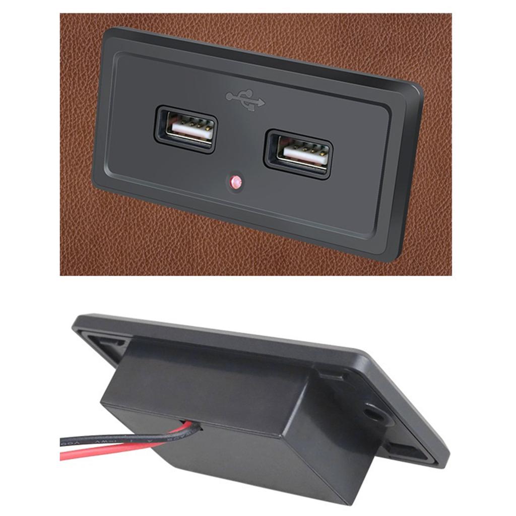 12V USB Outlet RVs USB Outlet Car Charger RVs Twin USB Port 12V-24V 3.1A Female Panel Mount for Car Trailer Boats