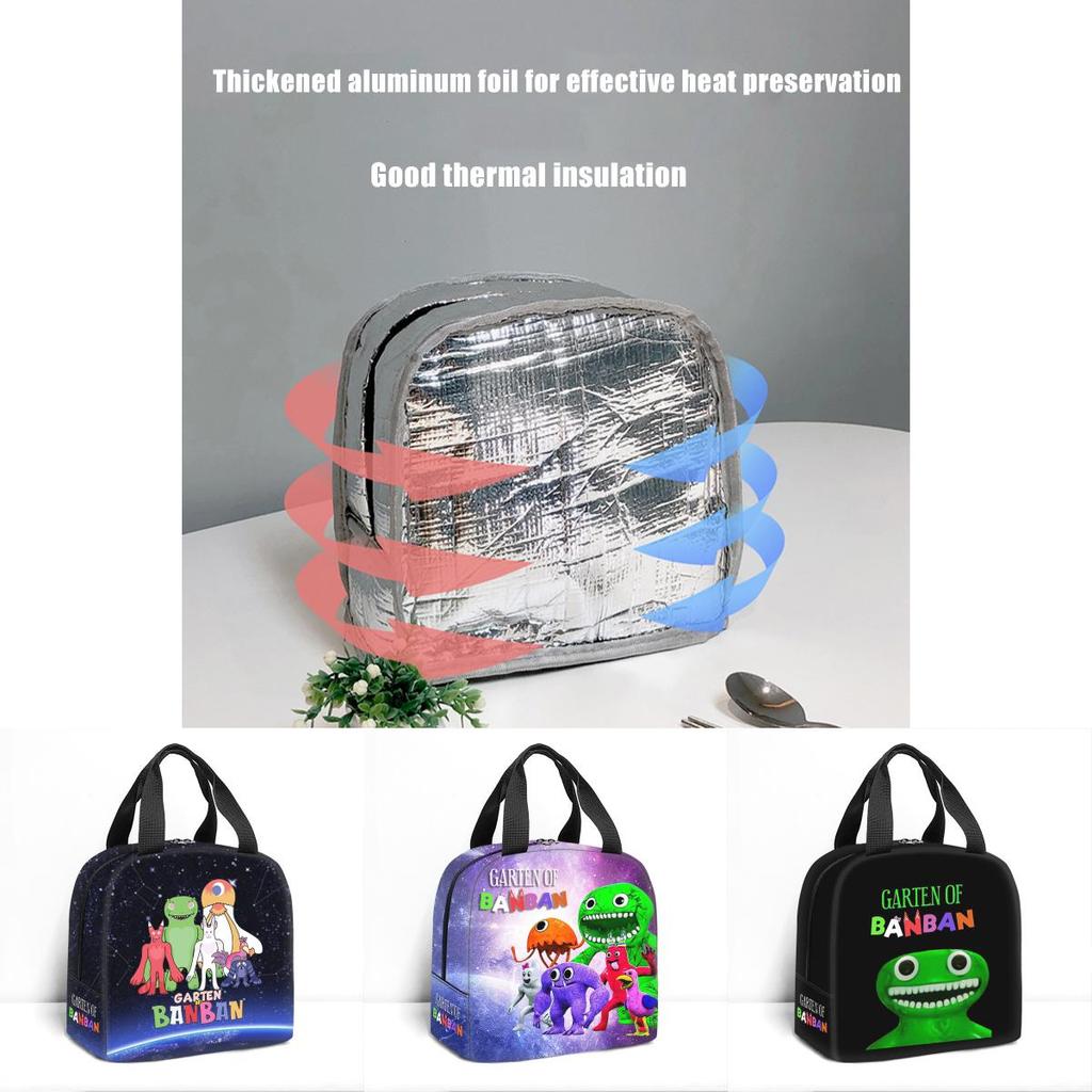 Stylish Cartoon Print Lunch Bag Portable Durable Large Capacity