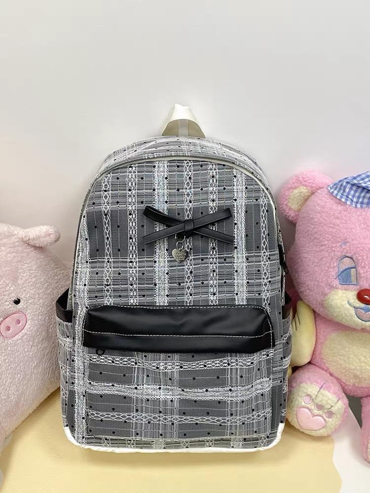 Schoolbag atmosphere Japanese schoolbag design college girl cute polka dot backpack junior high school new lace backpack women