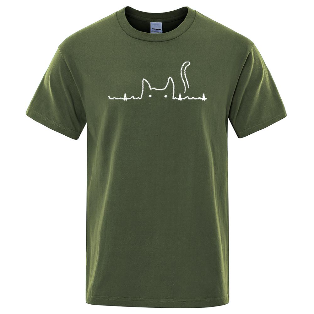 Casual Mens T Shirts Cat Cute Pritned Summer Cotton O-Neck T-shirt for Men Short Sleeve Top Tee Shirt Funny Streetwear T-shirts