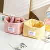 Gingham Fabric Storage Basket Soft Quilted Makeup Storage Basket  Home Decor