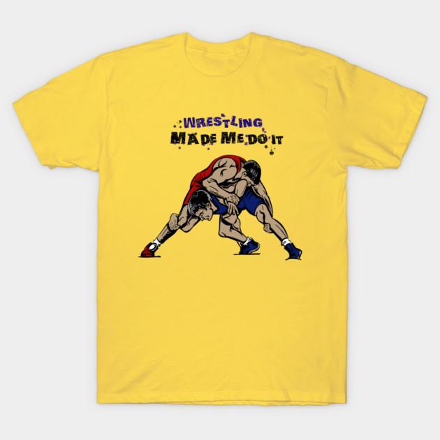 Summer Fashion Clothing Tshirt Wrestling Made Me Do It Print Men Solid Color Slim Fit Short Sleeve Tops