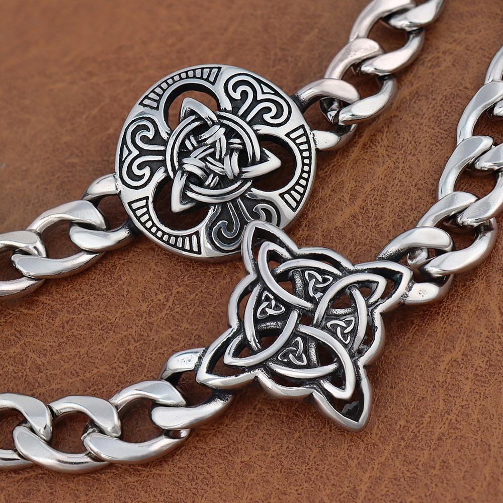 Retro Witch Knot Bracelet for Men Stainless Steel Viking Celtic Knot Bangle Trendy Jewelry Gift