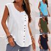 Pure Cotton Linen Shirt Women Solid Color Round Neck Vest Fashion Top