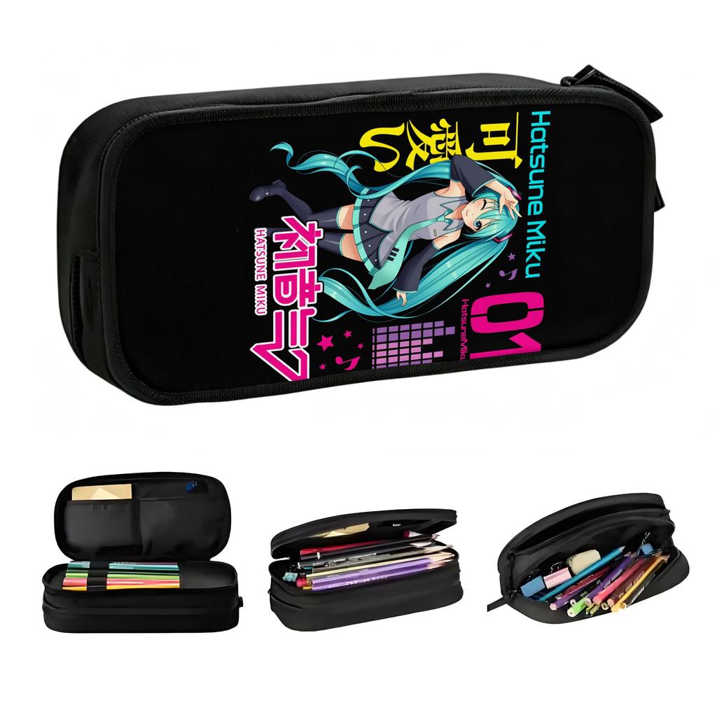 Kawaii H-Hatsune M-Miku Vocaloid Anime Pencil Cases for Girls Boys Girl Kawaii Large Capacity Pen Bag Box School Accessories
