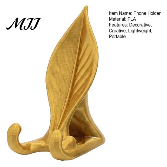 Minimalist Leaf Design Phone Stand 3D Printed Holder, Desktop Cell for Office and Unique Gift Plant Lovers Home, Realistic Bionic Mount, Lightweight