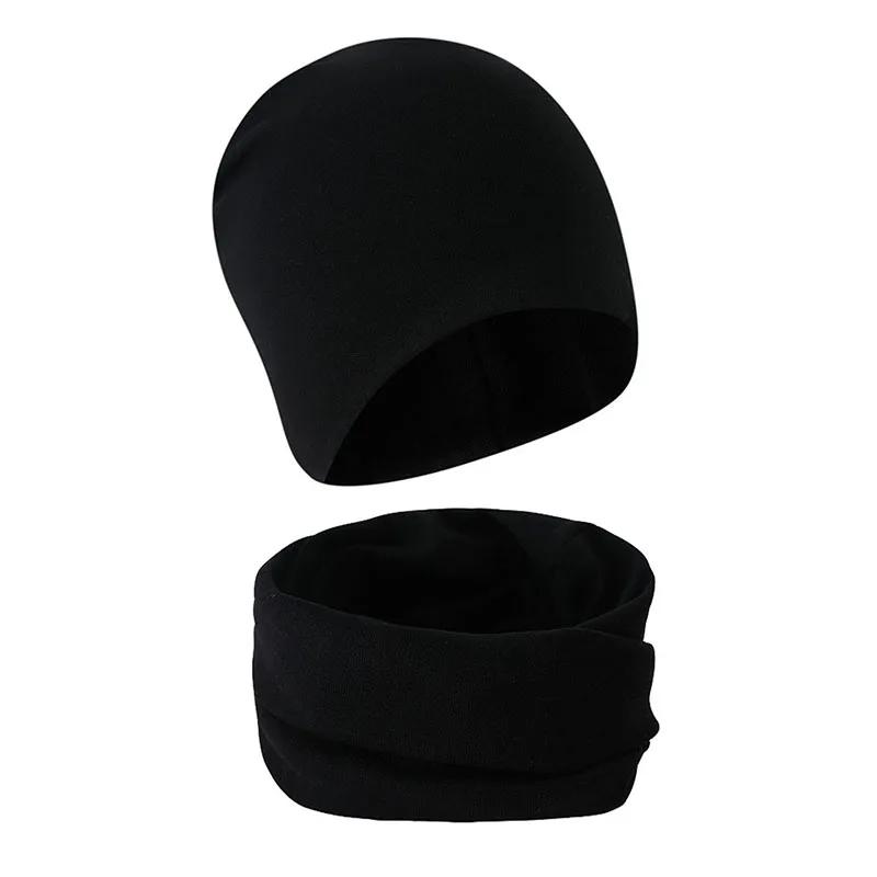 1-14Y Autumn Winter Solid Color Soft Warm Outdoor Activities Cap Scarf for Girls and Boys Infant Hats Set Children Beanies Cap