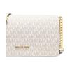 Michael Kors Jet Set Logo Print Faux Leather Shoulder Bag Medium Women's Light Beige