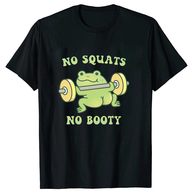 No Squats No Booty Letter Pattern Tshirts Unisex Women Unisex Casual Loose Round Neck Creative Personalized Shirts Street Harajuku