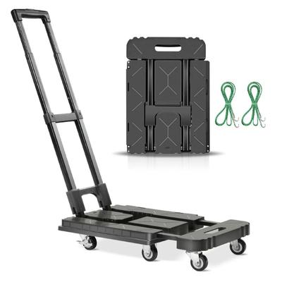 150KG Cart Portable Flatbed Handcart Household Foldable Silent Trolley Load Bearing Hand Pushed Tool