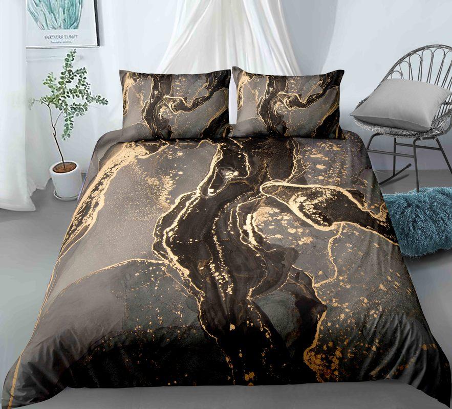 Chic Marble Duvet Cover Microfiber Mint Gold Glitter Turquoise Bedding Set Abstract Aqua Blue Quilt Cover Single Twin Full
