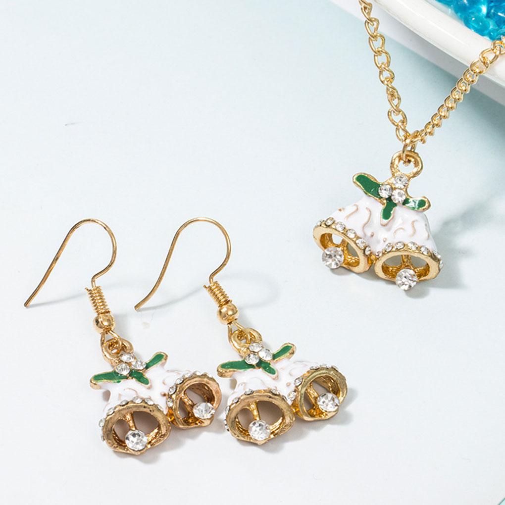 Women Girl Christmas Necklace Earring Set Alloy Plating Neck Chains Dangle Ear Loop Jewelry Gifts