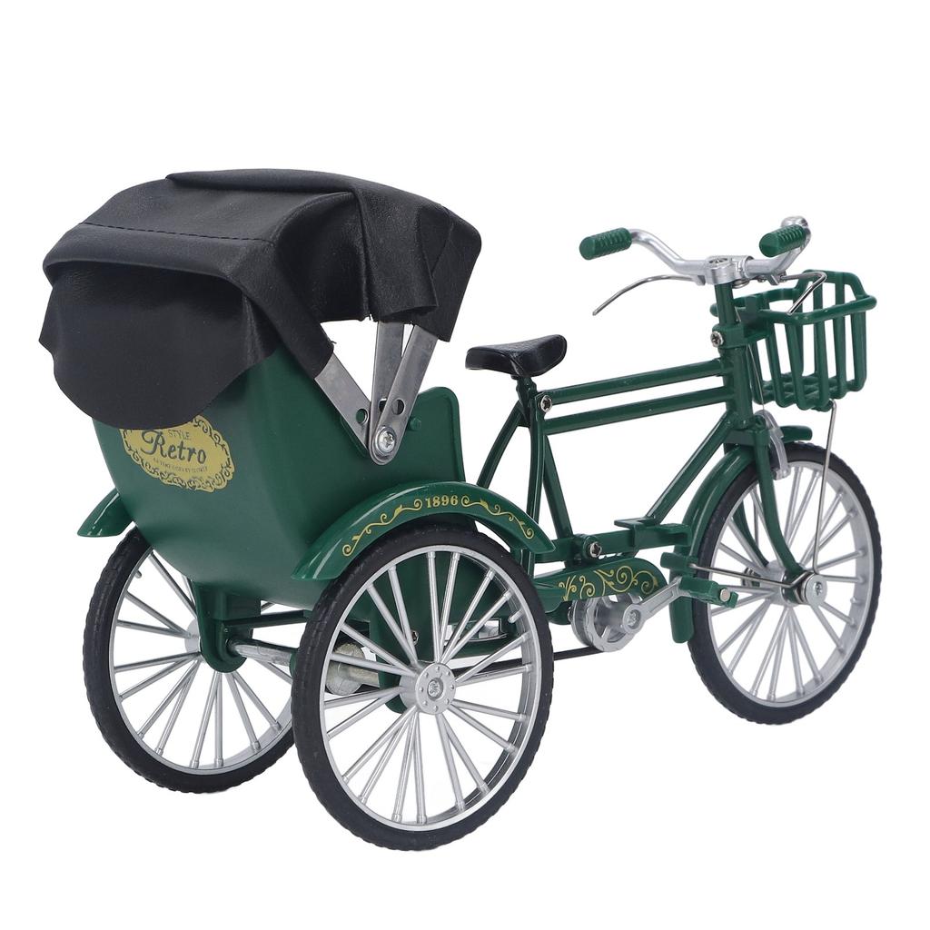 Rickshaw Model Retro Design Decorative Interesting Alloy 3 Wheel Rickshaw Desktop Ornament for Decoration