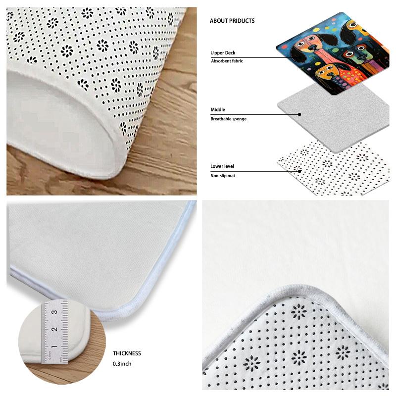 1Pcs Anti Fatigue Kitchen Rugs Playful Puppy Print Waterproof Non-Slip Thick Cushioned Kitchen Mat Heavy Duty Comfort Standing Mat forKitchen Bathroom