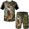 Summer Men's O-Neck Short Sleeve Shorts Set Fashion 3D Fish Print Men Beach Casual  Cool Street Oversized Sportswear Sets