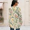 Women Plus Size Round Neck Long Sleeve Paisley Floral Printed Loose High Low Hem T Shirt