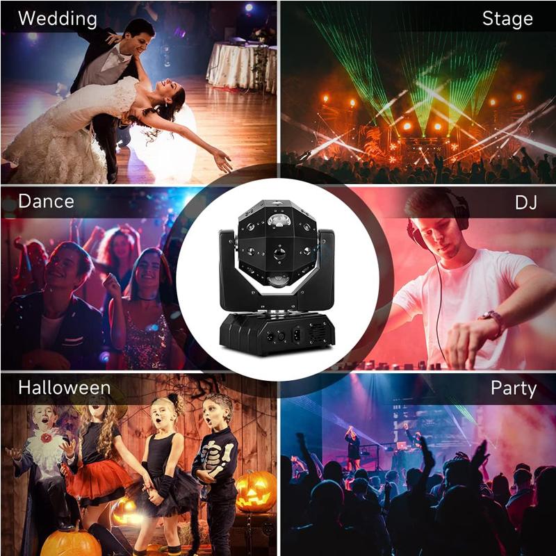 Professional DJ RGBW 4in1 Led Bar Disco Ball Laser Beam Lighting Moving Head DMX Pattern  Strobe for Stage Nightclub Party