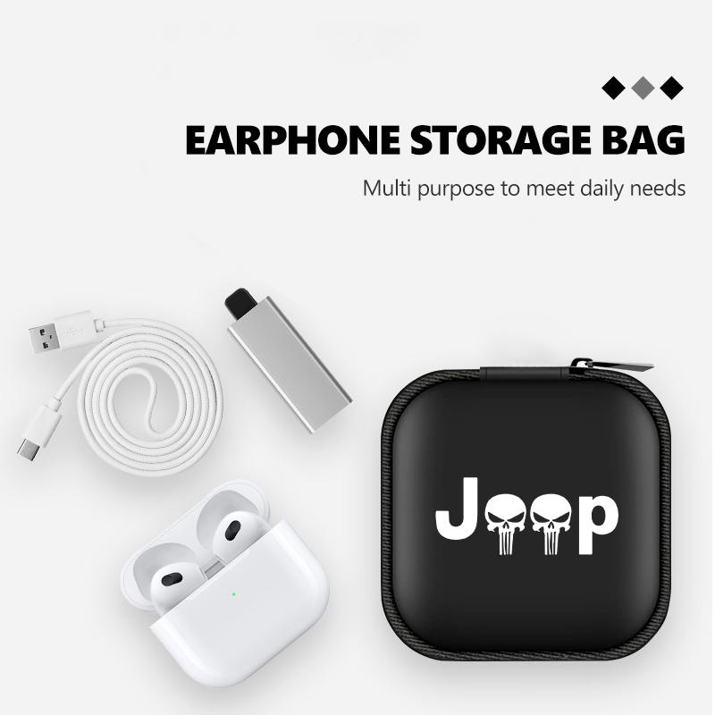 For Jeep Portable Car Earphone Headphone Earbuds Bag Case Storage Box Accessories Compass Renegade Cherokee Wrangler JK Patriot ALT1
