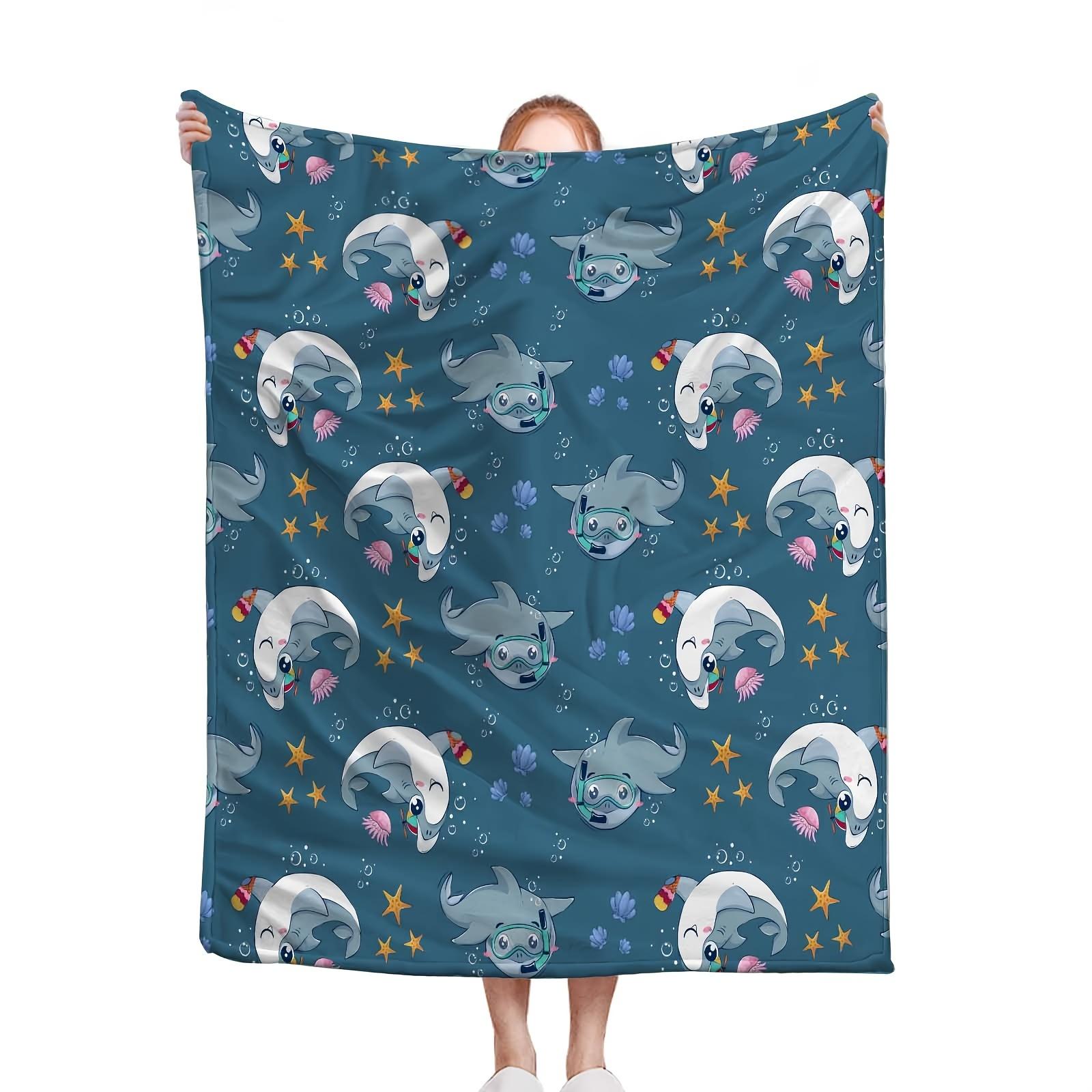 

1pc Ocean Theme Shark Print Fleece Blanket, Throw Blanket, Sofa Blanket, Bed Blanket for Home Decor, Camping, Travel, Gift 130X150cm