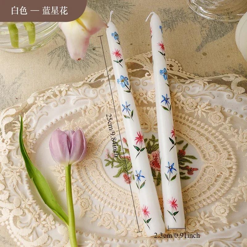 Printed Long Pole Candles European Romantic Candles Dinner Wedding Holiday Family Cross Border Smoke Free Candle Home Decorative