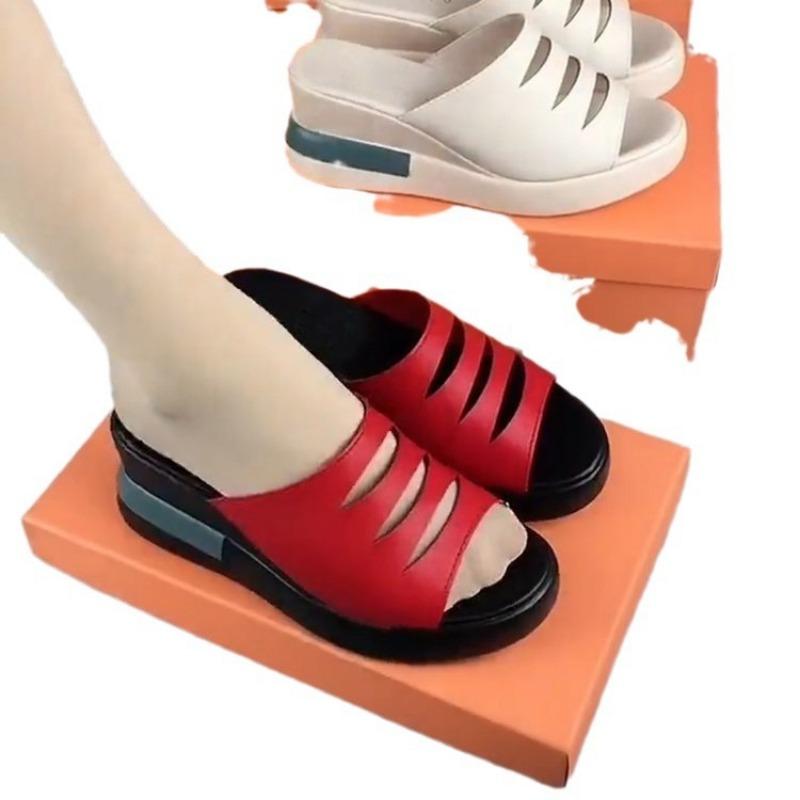 Thick-soled Women's Shoes, Fashionable New Style, Wedge Heel, Cake, Large Size, Fish-mouth Flip-flops