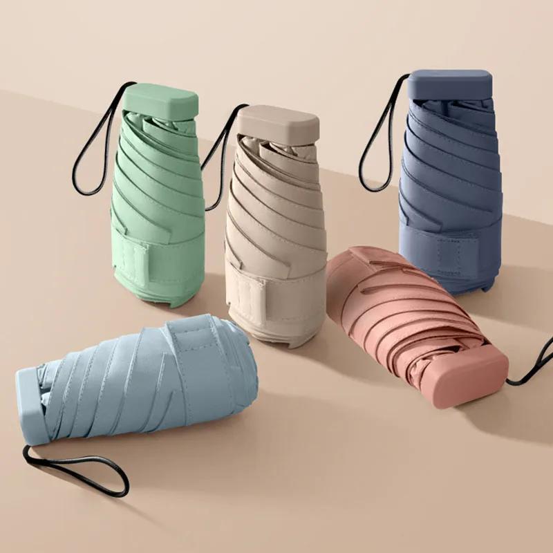 Mini Umbrella Capsule Umbrella Rain and Sun Protection Outdoor Travel Portable Sunshade Umbrella with Storage Box 01