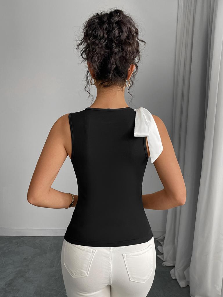Chic Mini Backless Tank Top Summer Solid Slim Fit Sleeveless Women's Clothing