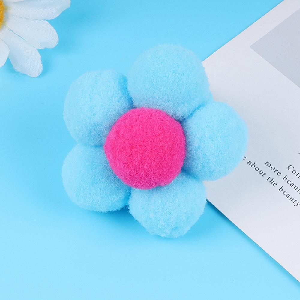2pcs New Fur Flower Elastic Girl Womens Ponytail Holders Plush Ball Hair Ring Elastic Hair Rope Hair Tie Accessories Pompom
