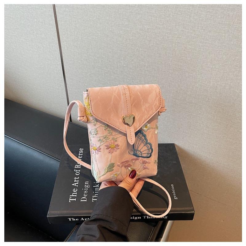 Embroidered Canvas Bag Women's Summer New Fashion Niche Messenger Bag Mobile Phone Bag