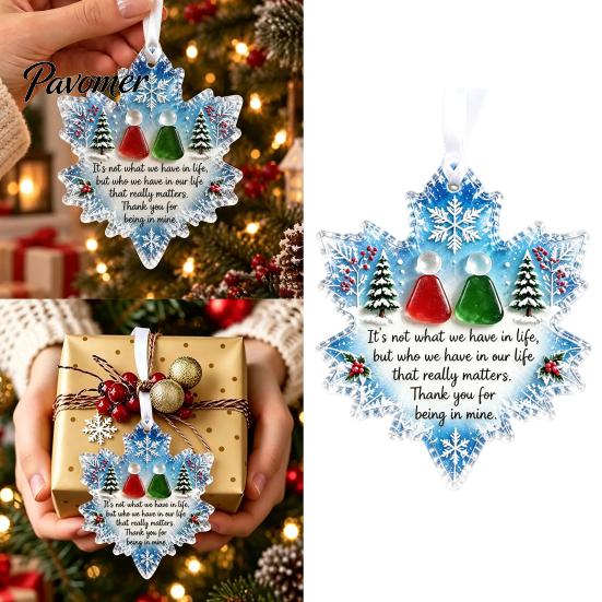 Winter Holiday Party Ornaments Snowflake-Shaped Sea Glass Ornament, Acrylic Christmas Friendship Keepsake, Coastal Inspired Tree Hanging Decoration,