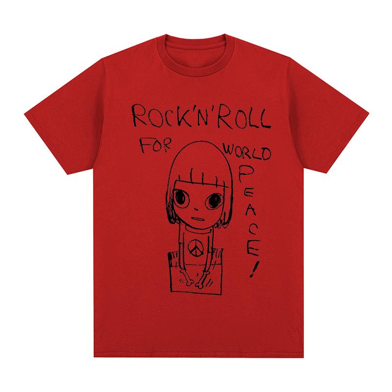 

Yoshitomo Nara World Peace Vintage Tshirt Rock n roll Music Girl Cotton Men T shirt New Tee Tshirt Womens Tops S
