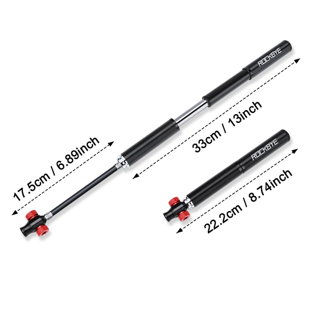 Dual Modes Bike Inflator Mini Bicycle Manual Hand Pump & Dual-Head Valve CO2 Cartridge Inflator 160PSI High Pressure Hidden Hose