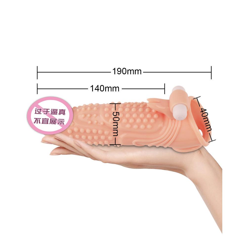 Men's Additional Vibrating Wolf Tooth Set Coarse Sex Toy Extended Vibrating Penis Set Male Adult Toy