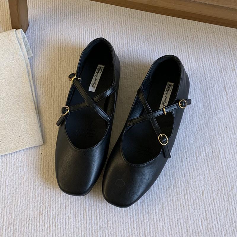 

IPPEUM Красные балетки с круглым носком Мэри Джейн Плоские с пряжкой из искусственной кожи Балетки 250 чёрный