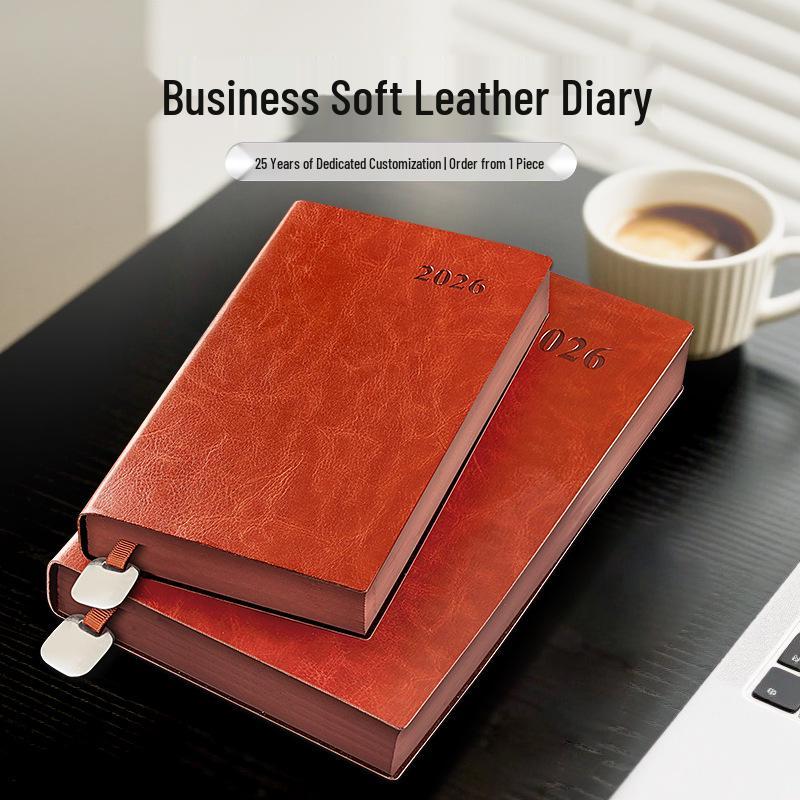 2026 A5 Planner: Soft Leather Cover, Annual Calendar, Custom LOGO Efficiency Notebook