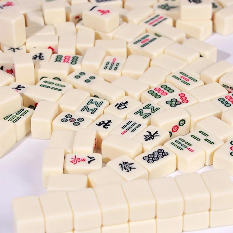 24/26/30mm Mini-Mahjong Brettspiel Tragbares Reiseset 144 Teile Chinesisches Mahjong Klassisches Traditionelles Chinesisches Familien-Tischspiel