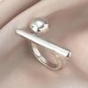 Exaggerated Glossy Geometric Metal Ring for Women – High-End French Style