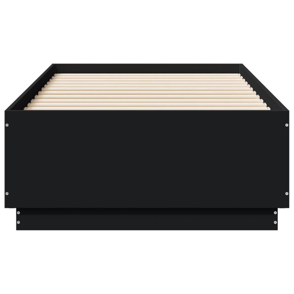 LED Bed Frame In Black 75 X 190 Cm Engineered Wood