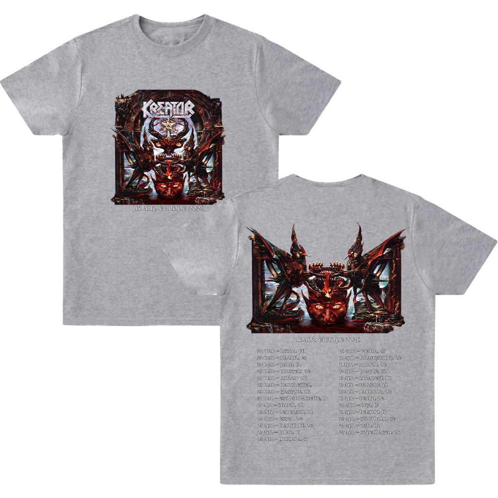 Krushers of The World 2026 Tour T Shirts Kreator Thrash Metal Band T-shirt Music Tee Unisex Cotton Clothing Streetwear