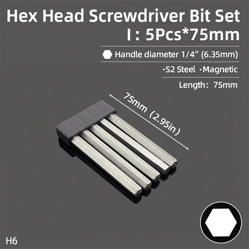 Hex Bit Set Head Allen Wrench Screwdriver Bit Set SAE Metric Hex Shank Magnetic Screw Driver S2 Steel Electric Drill Hand Tools