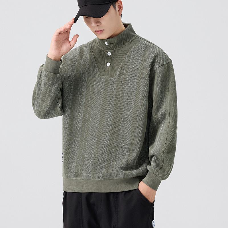 2025 Men's Plus Size Heavyweight Hoodie: Autumn/Winter, Half-High Collar, Casual Loose Fit