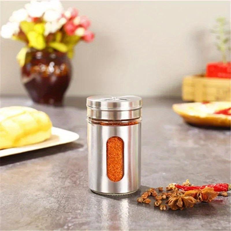 

2 шт., бутылка для приправы из нержавеющей стали, бутылка для приправы для перца, уличные инструменты для барбекю, пористая вращающаяся крышка, бутылка для приправы 2pcs серебряный