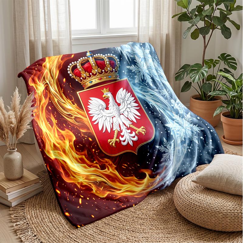 Poland Football Printed Flannel Blanket Skin Friendly Warm Decorative Throw for Indoor Couch Bed Daily Use