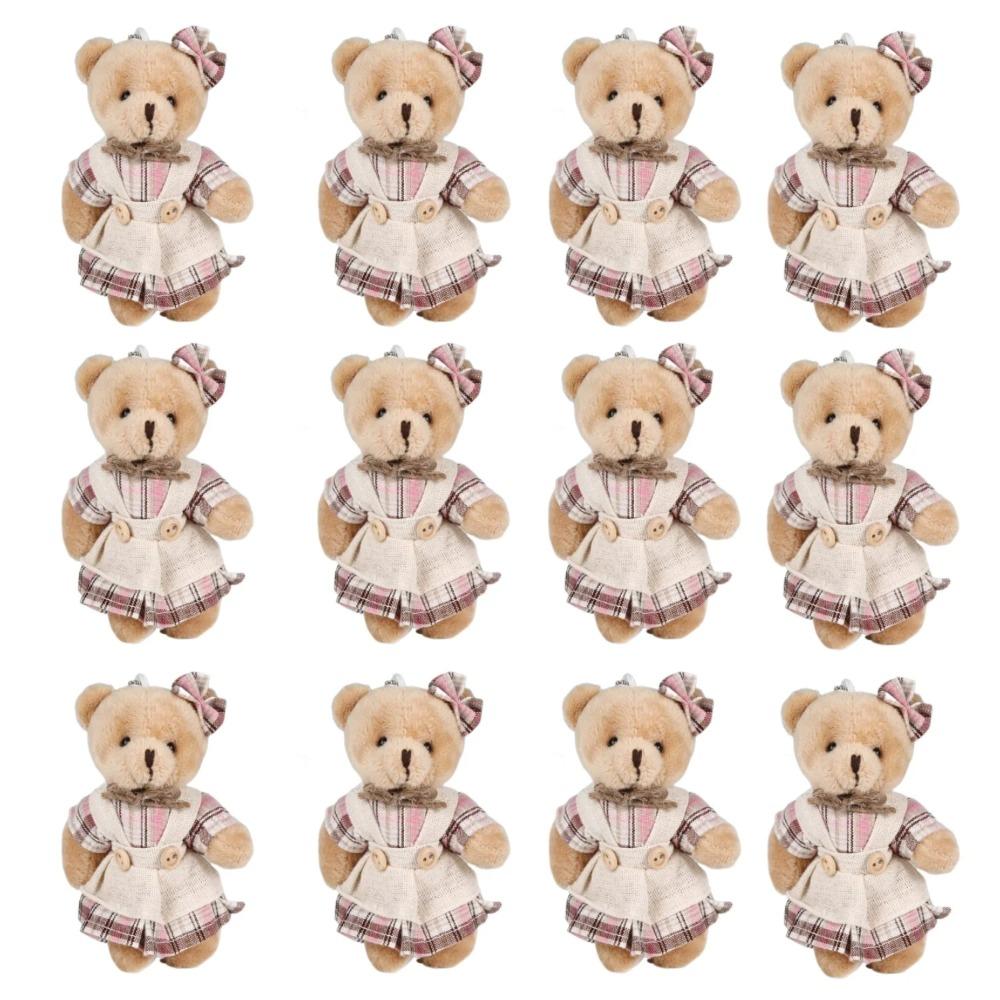 12-48PCS Mini Bear Stuffed Animal Toys Bulk 10cm Soft Plush Bears with Burlap Clothes for Baby Shower Birthday Party Decoration