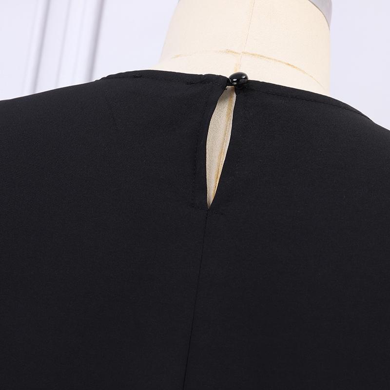 Women Big Size Round Neck Long Sleeve Color Block Dresses