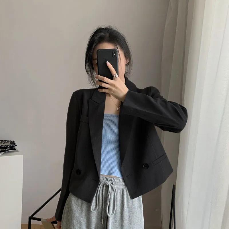 Damen Slim Fit High-Waist Frühlingsblazer mit Reverskragen