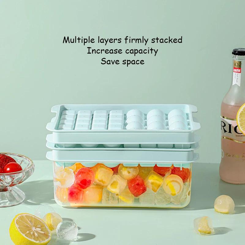 Amazon 32 Gitter Eiswürfelform rund quadratisch Silikon 33 Gitter Eiswürfelform mit Deckel Eiswürfelbox Form