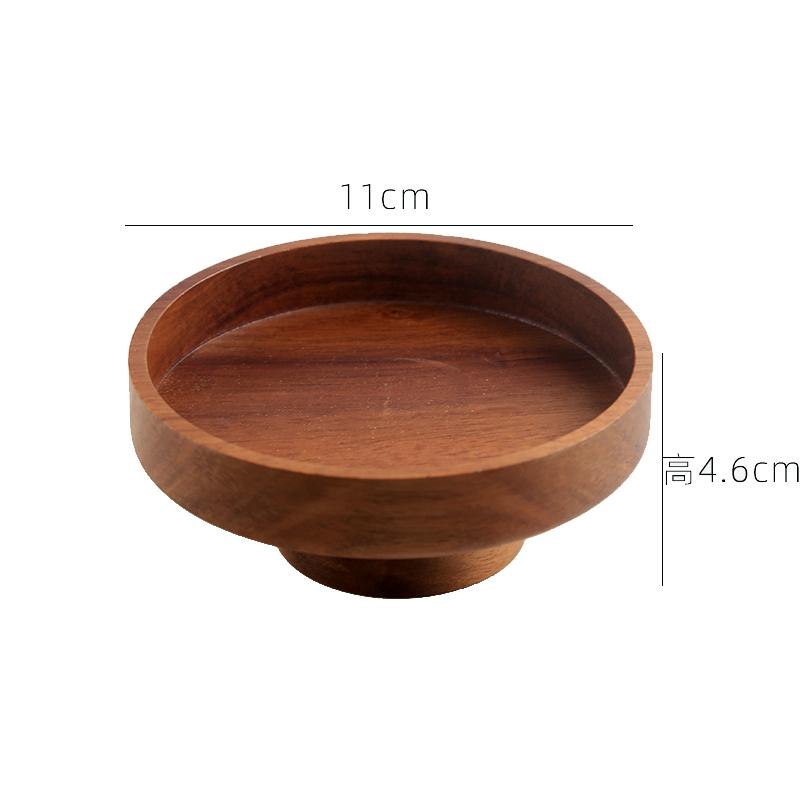 High Footed Dessert Plate Cake Stand Wooden Snack Plate Dim Sum Dish Fruit Bowl Dried Fruit Plates Candy Tray Bread Plates