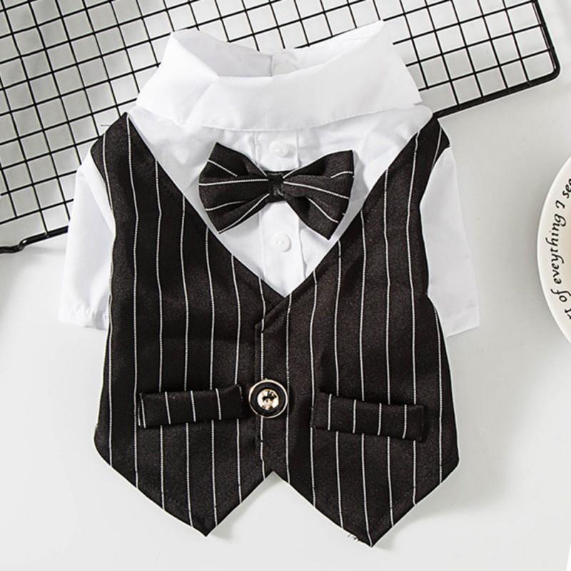 

Dog Gentleman Wedding Suit Clothes Formal Shirt Pet Outfit Halloween Christmas Costume for Small Dogs Bowtie Tuxedo Chihuahua S