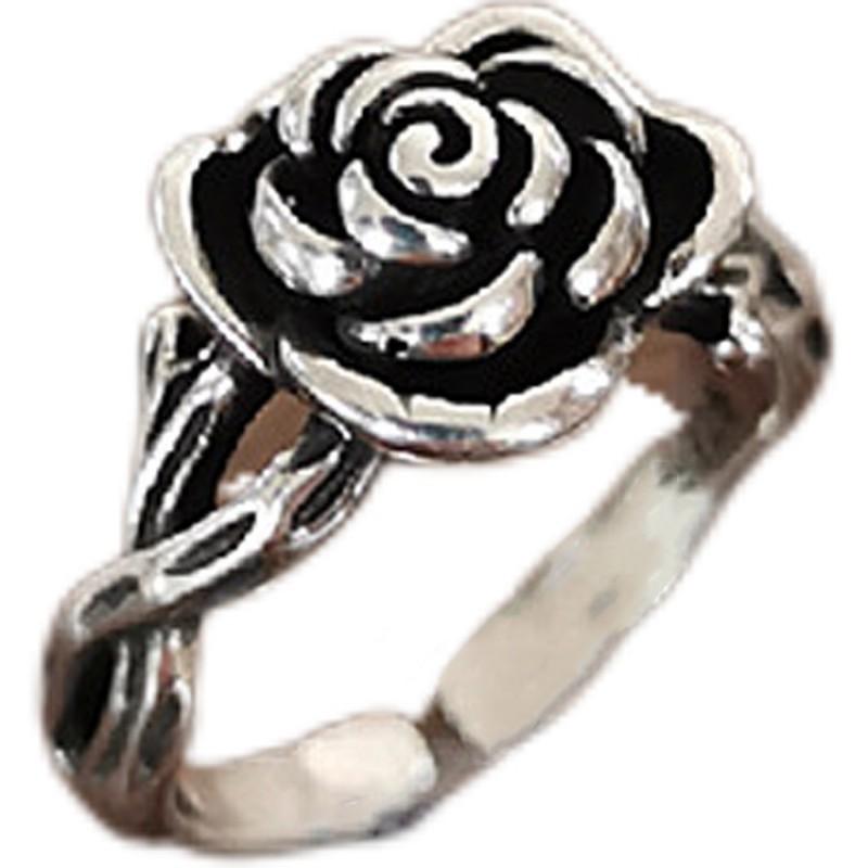 Adjustable Open Ring Women Men Vintage Rose Flower Design Minimalist Plated Finger